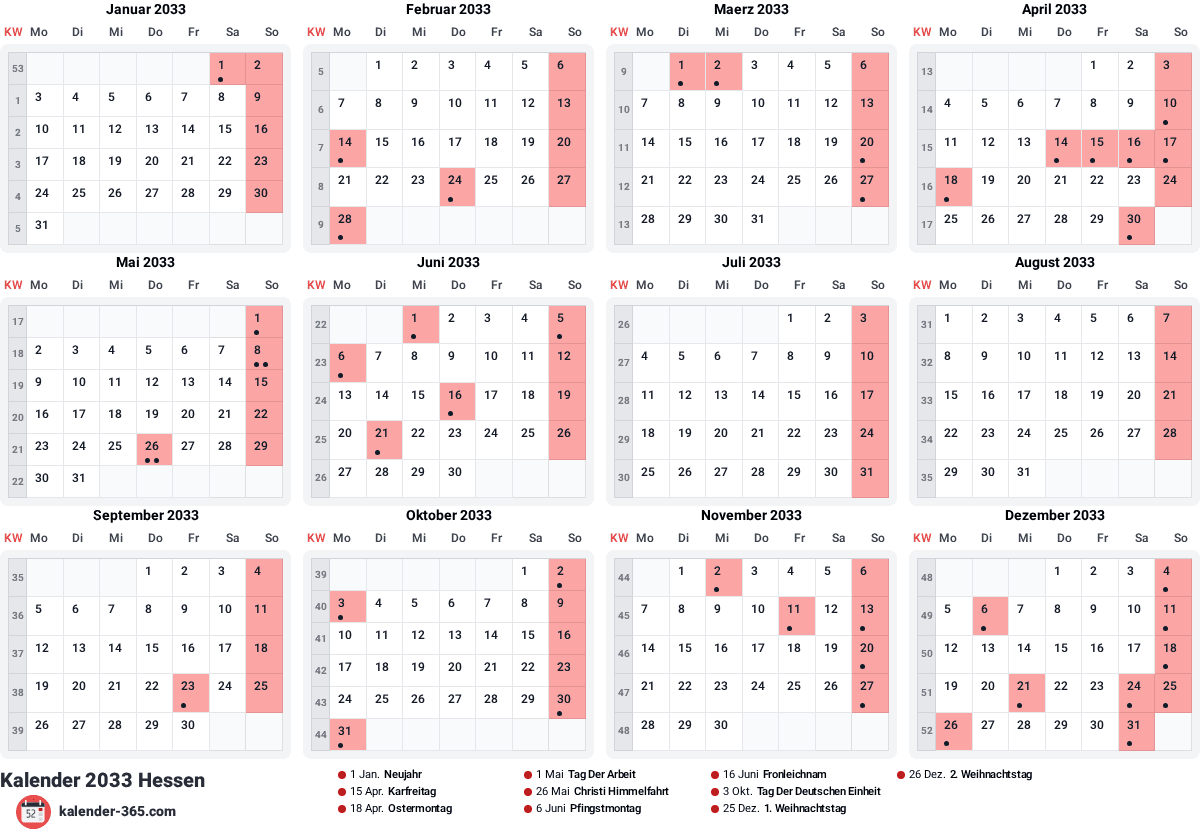 Vorschau des Kalenders