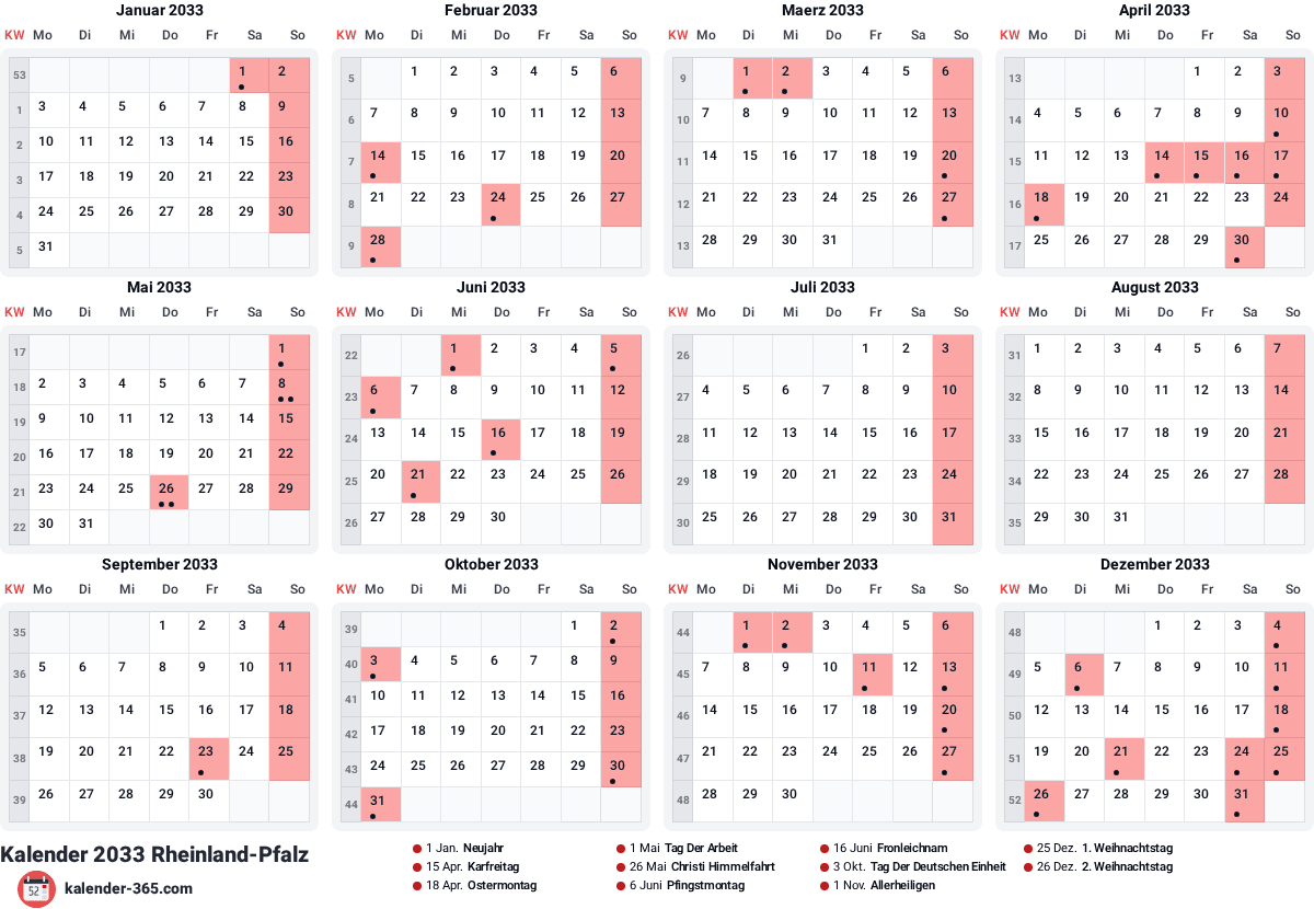 Vorschau des Kalenders