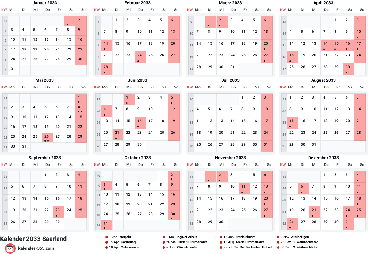 Vorschau des Kalenders