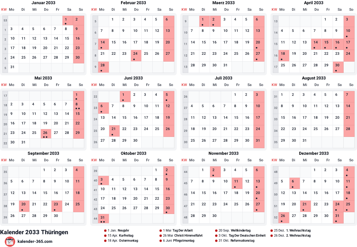 Vorschau des Kalenders