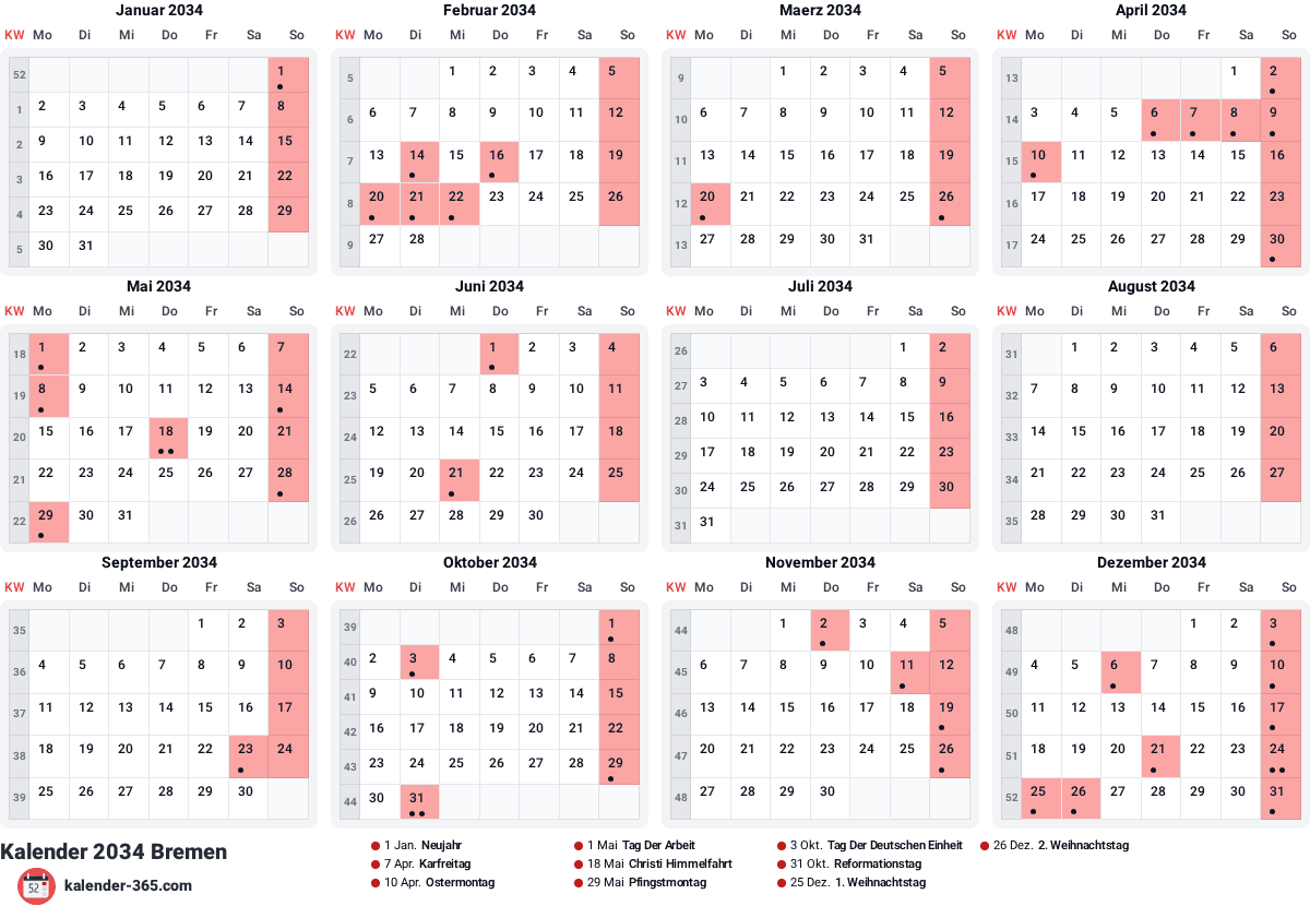 Vorschau des Kalenders