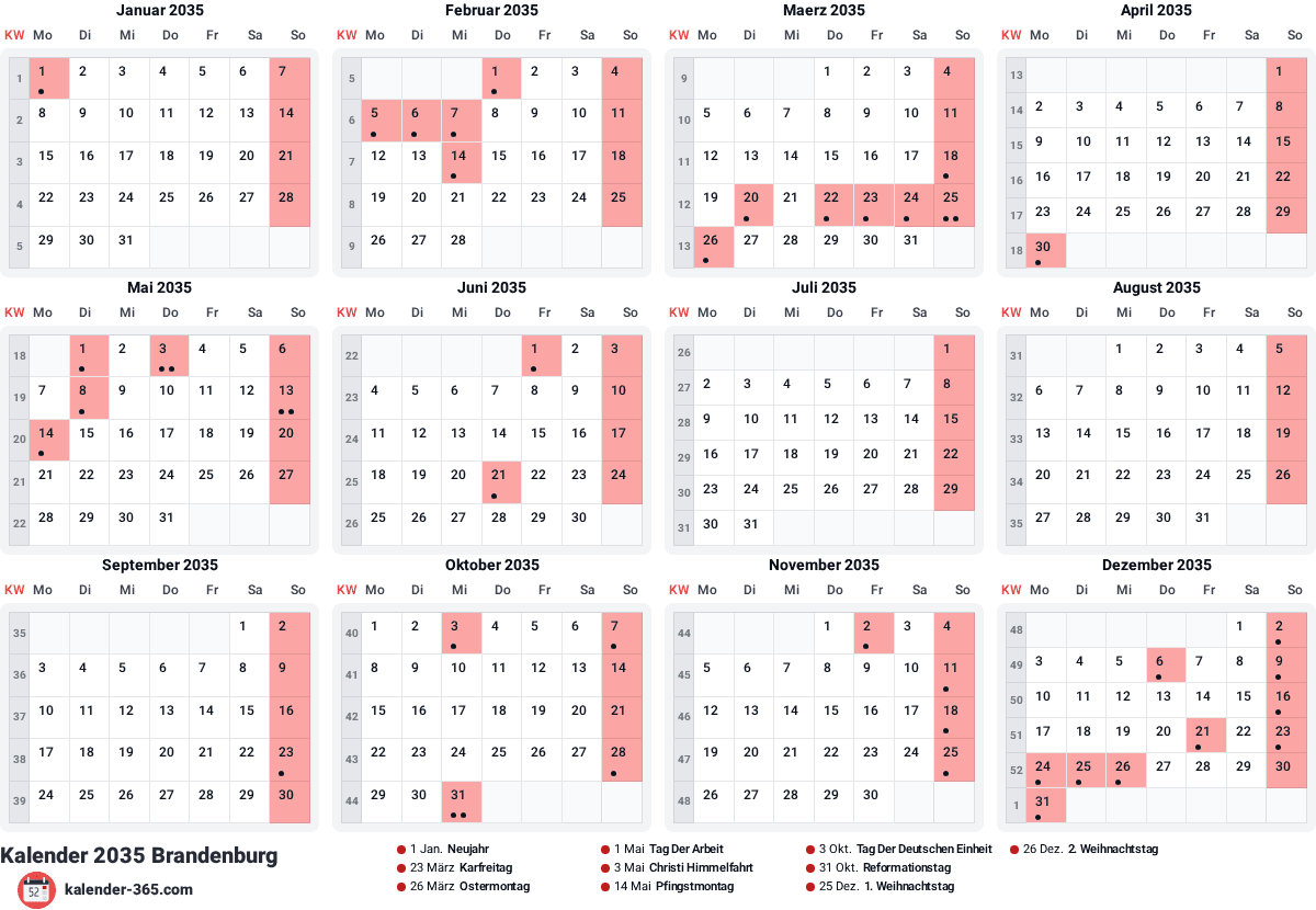 Vorschau des Kalenders