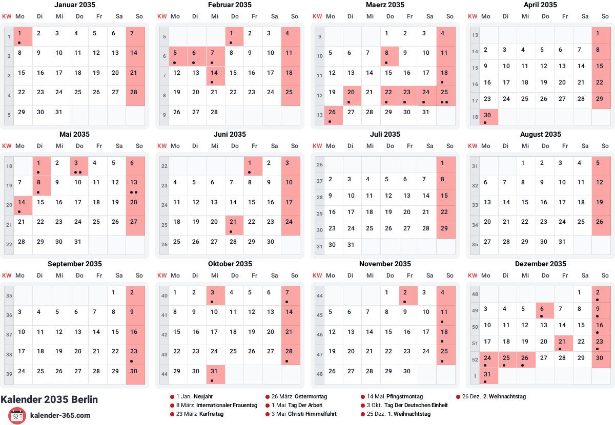 Vorschau des Kalenders