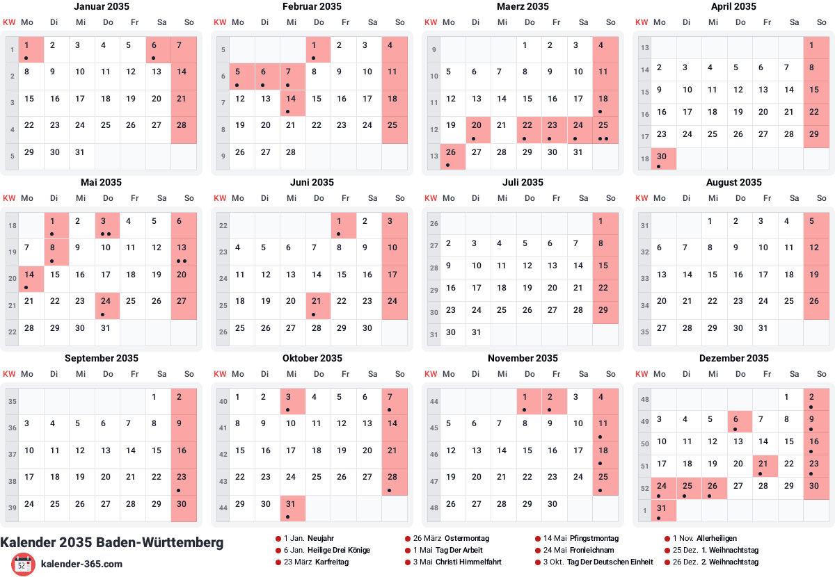 Vorschau des Kalenders