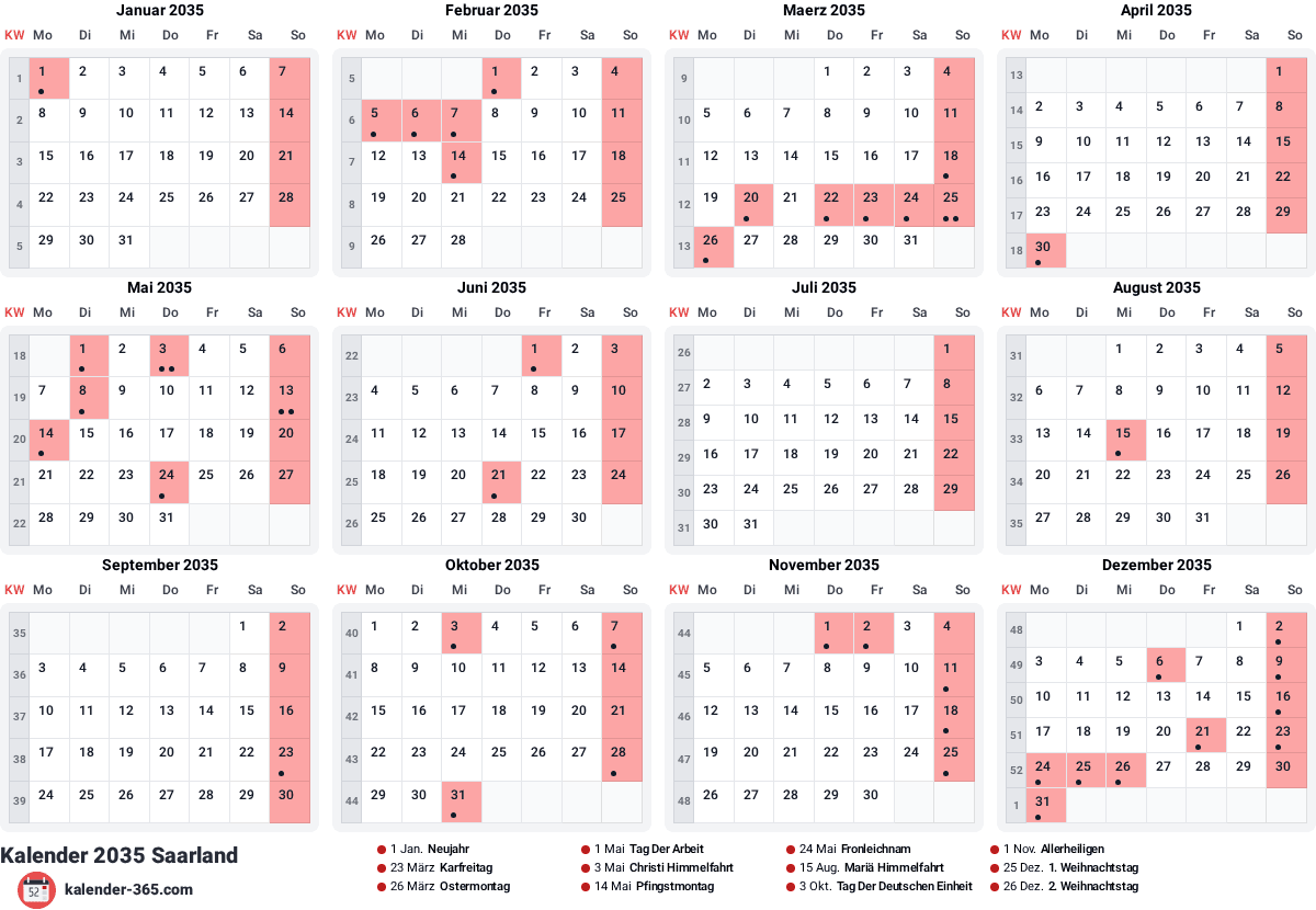 Vorschau des Kalenders