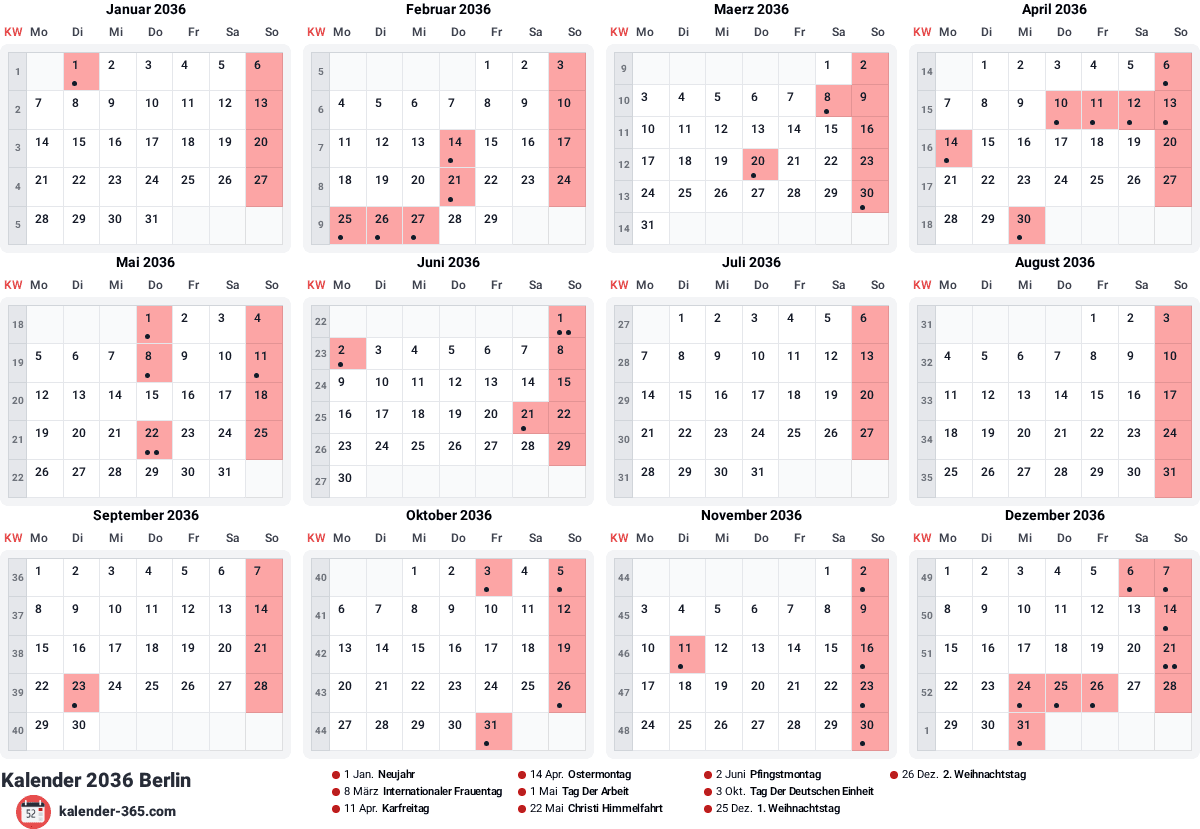 Vorschau des Kalenders