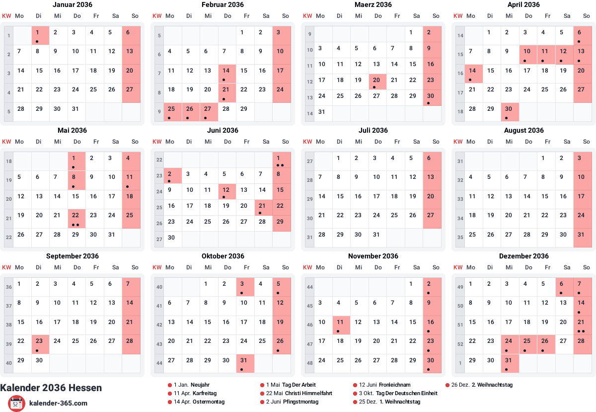 Vorschau des Kalenders