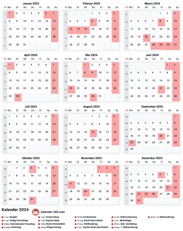 Kalender 2024 Hochformat