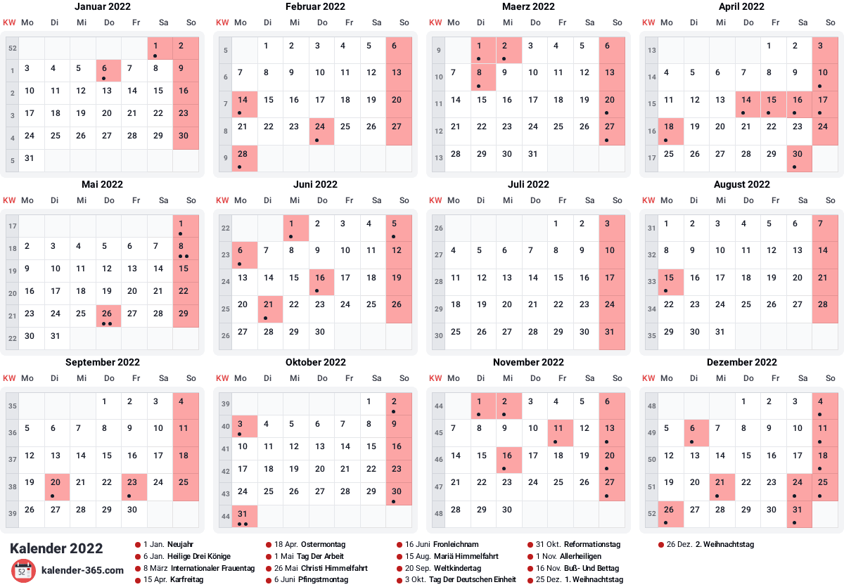 Vorschau des Kalenders