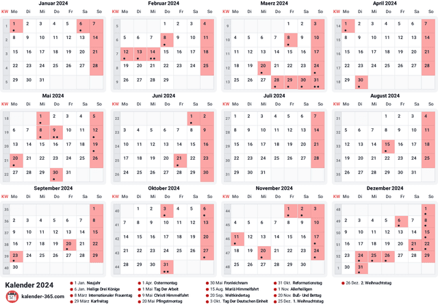 Kalender 2024 Querformat