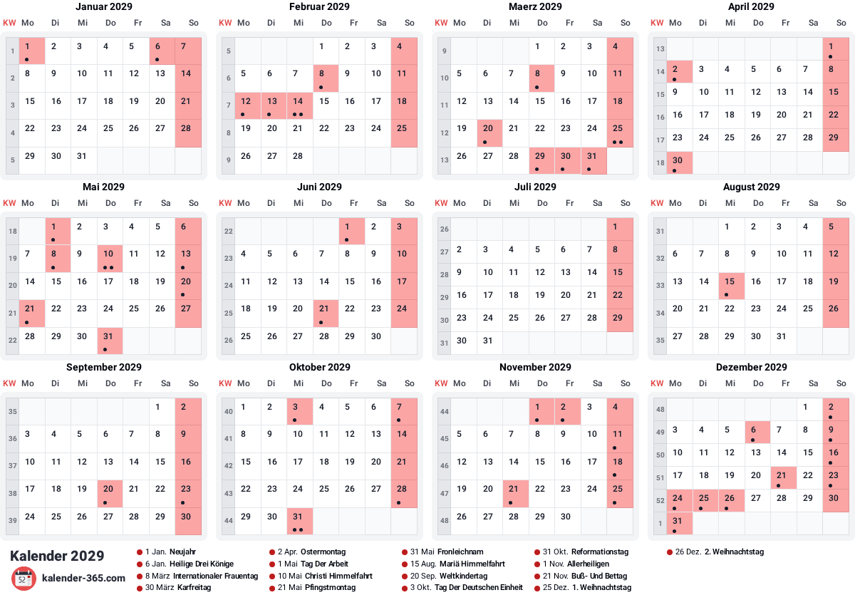 Vorschau des Kalenders