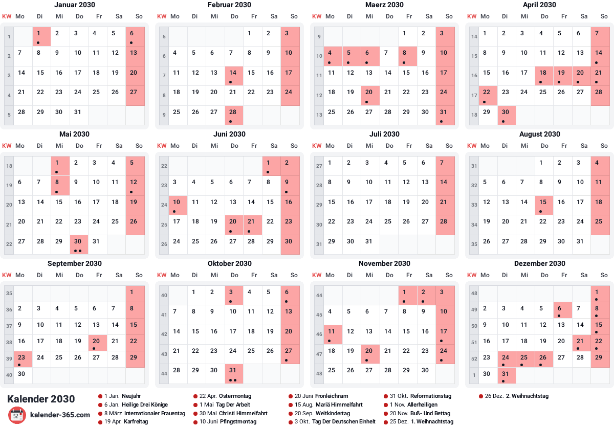 Vorschau des Kalenders